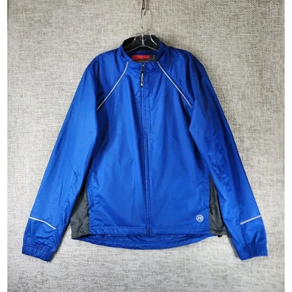 Novara Conversion Cycling Jacket to Vest Mens L Blue Zip Off‎ Sleeve Reflective