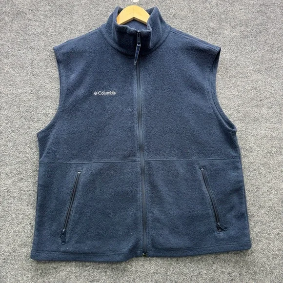Columbia Steens Mountain Fleece Vest‎ Mens L Navy Blue Sleeveless Outdoor Fleece