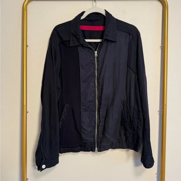 SAGE DE CRET LINEN BLEND ZIP LIGHT NAVY JACKET SZ L MADE IN‎ JAPAN