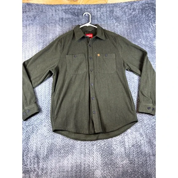 Coleman Shirt Jacket Mens M Green Ribbed Button Front Casual Collared Workwear