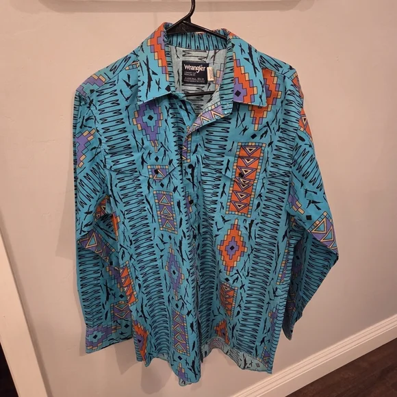 1990s Vintage Wrangler Cowboy Cut Brushpopper Western Aztec
