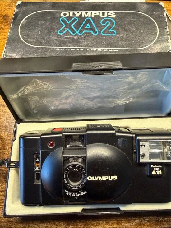 Olympus XA2 35mm Film Camera + A11 Flash + Original Box | TESTED & WORKING