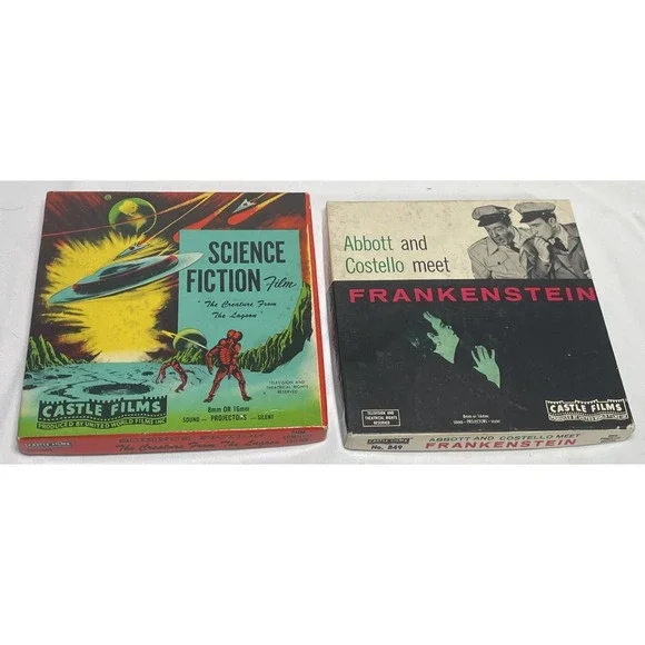 8mm Castle Films 2 Vintage Used twice ABBOTT & COSTELLO & Creature from Lagoon