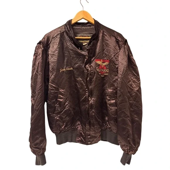 Vintage Eldorado Hotel Casino Reno John‎ Knabel Satin Bomber Jacket Mens