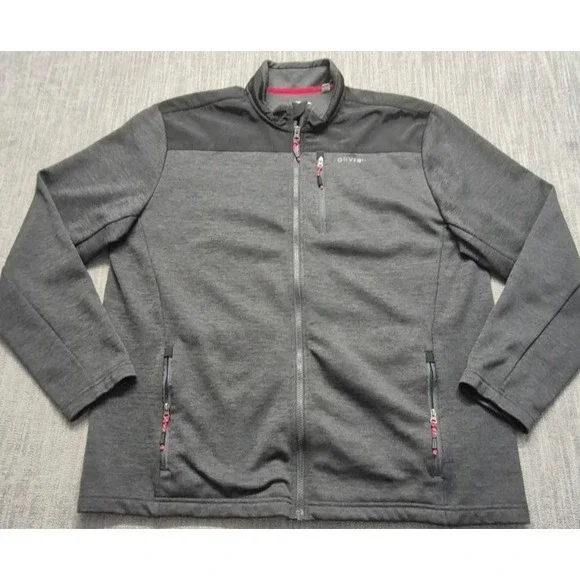 Orvis men's gray black bonded mesh fleece full‎ zip jacket XL pockets outdoor