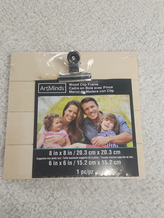 Cream Wood Clip Frame - 8x8 Photo Display Craft Supply