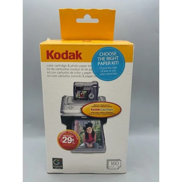 Kodak EasyShare PH-160 4 Color Cartridges 160 Photo Paper Refill Kit