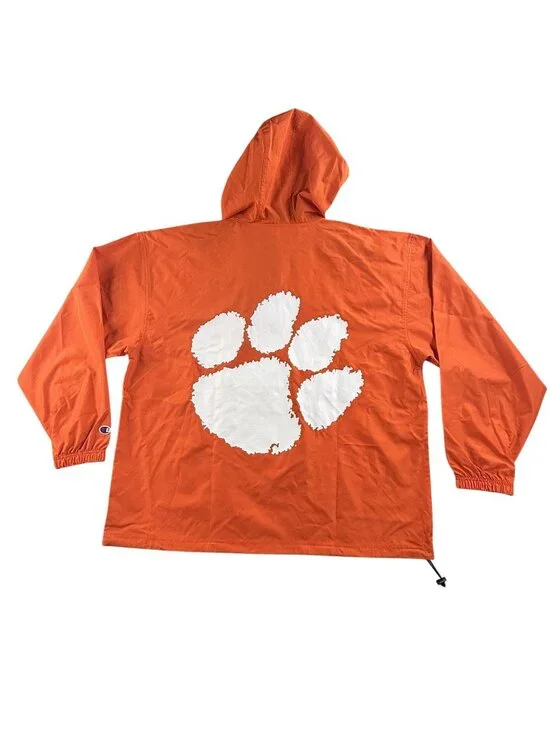 Clemson Tigers Jacket Mens XL Orange NCAA Football Champion Hooded Packable New