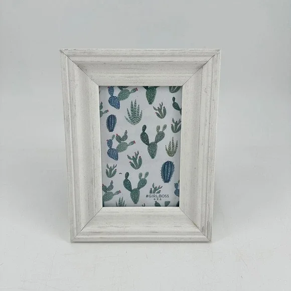 Girl Boss White Distressed‎ Wood Picture Frame 4x6 Farmhouse Rustic Decor