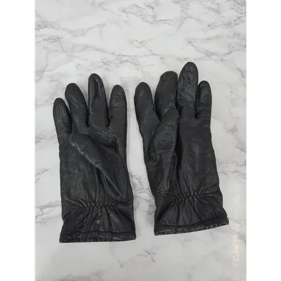 Fownes Short Black Leather Driving Gloves