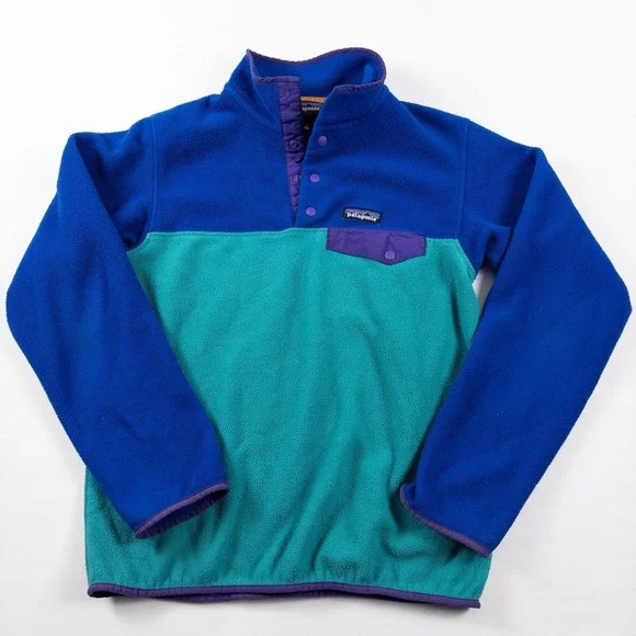 Patagonia Snap T Synchilla Fleece Pullover Mens S Teal Blue Purple Rare‎ Retro