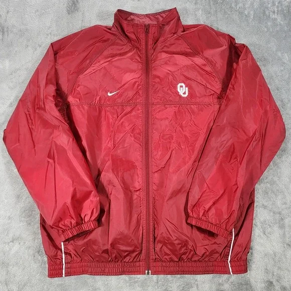 Vintage Oklahoma Sooners Jacket‎ Mens XL Red NCAA Football Nike Windbreaker