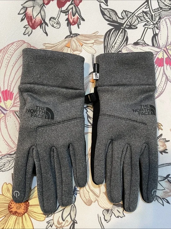 The North Face Women’s Gray Touchscreen Fleece Gloves Grip Fore Fingers Sz SM