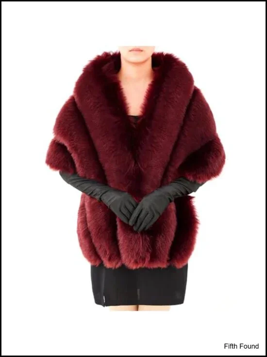 Faux Fur Shawl & Opera Gloves Set Wedding Dance Party