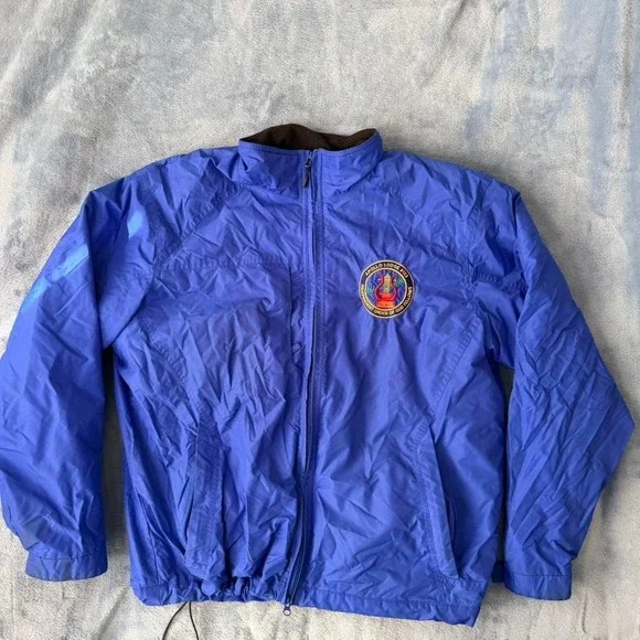 Port Authority blue windbreaker jacket with Apollo Lodge #123, men Size XL