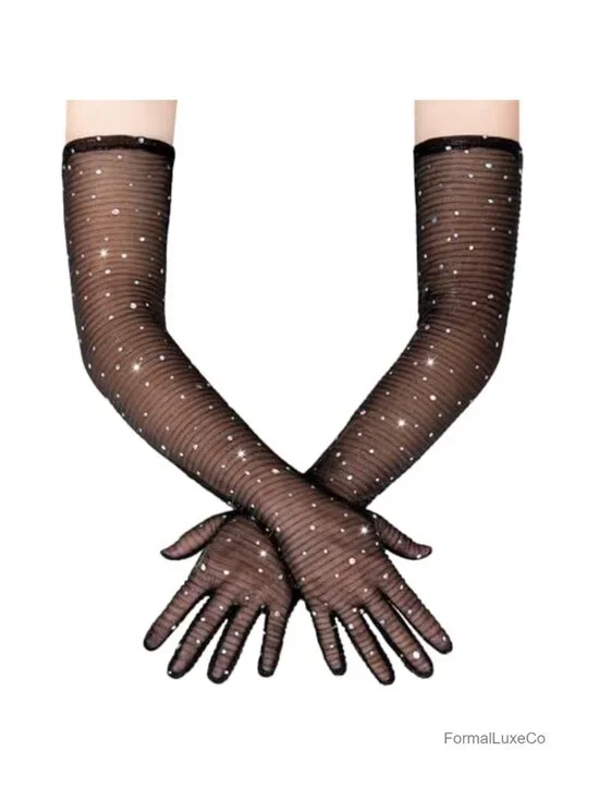Metallic Mesh Long Opera Gloves for Wedding Party