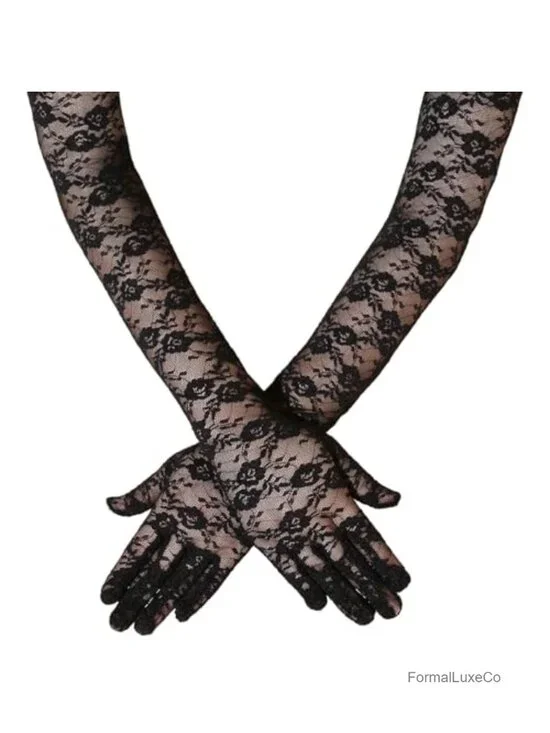 Women Long Lace Fingerless Bridal Opera Evening Wedding Party Cosplay Gloves