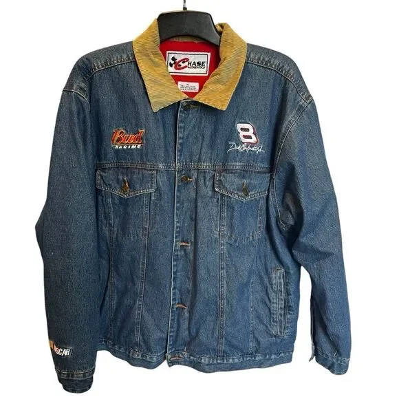 Chase Authentics Men's Vintage Bud Racing Dale Earnhardt Jr. Blue Jean Jacket XL