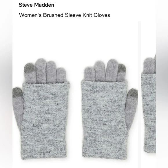 Grey Steve Madden Brushed Sleeve Knit Tech Gloves