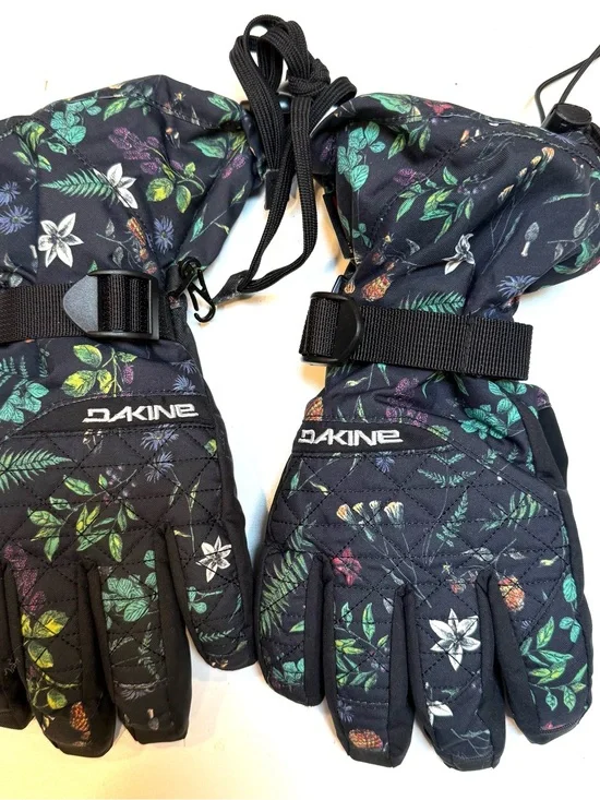 Dakine Black Floral Pattern Ski Gloves