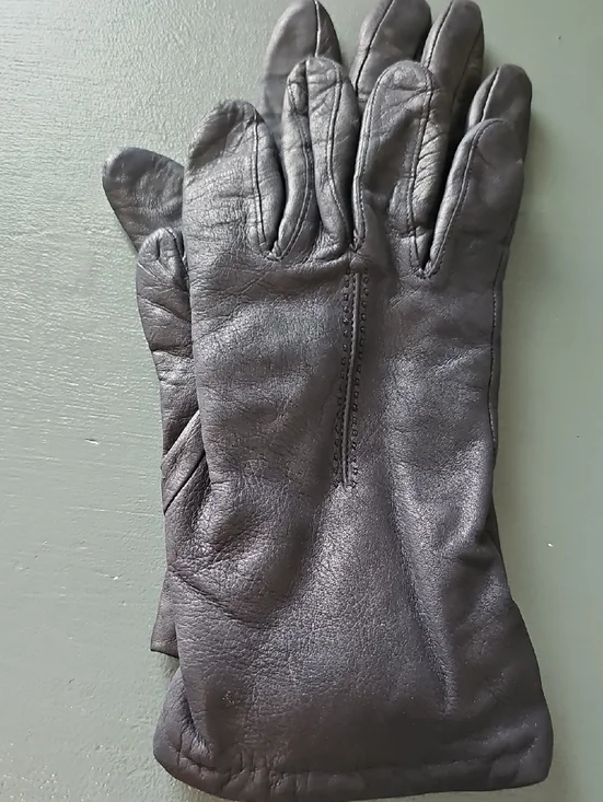 Grandoe‎ Vintage Leather Knit Lined Gloves Womens Size 7.5 Black Winter Classic