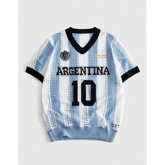 World Cup V-Neck Knit Soccer Style Top