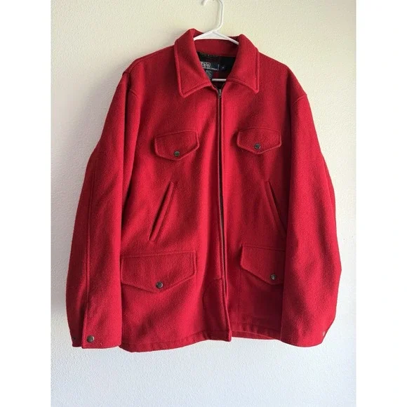 Vintage‎ Polo Ralph Lauren Wool Hunting Jacket Size M VTG Red Heavy 1980s