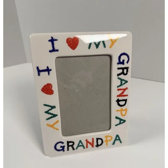 Vintage I LOVE MY GRANDPA Ceramic Picture Frame 5.5