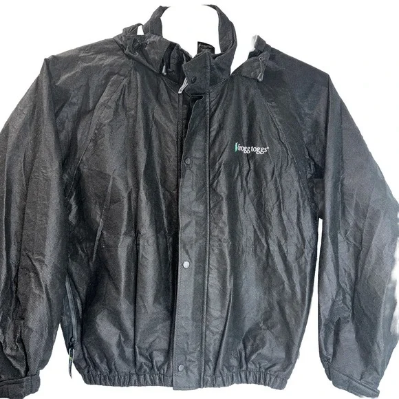 Frogg Toggs Rain Jacket Mens Large Black Waterproof Hooded Lightweight‎ Outdoor
