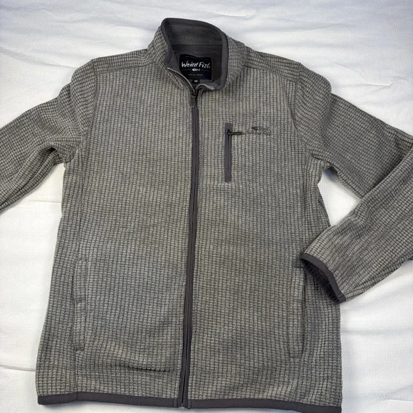 Weird Fish Mens Macaroni Full Zip Fleece Jacket Grey Textured‎ Knit Size M