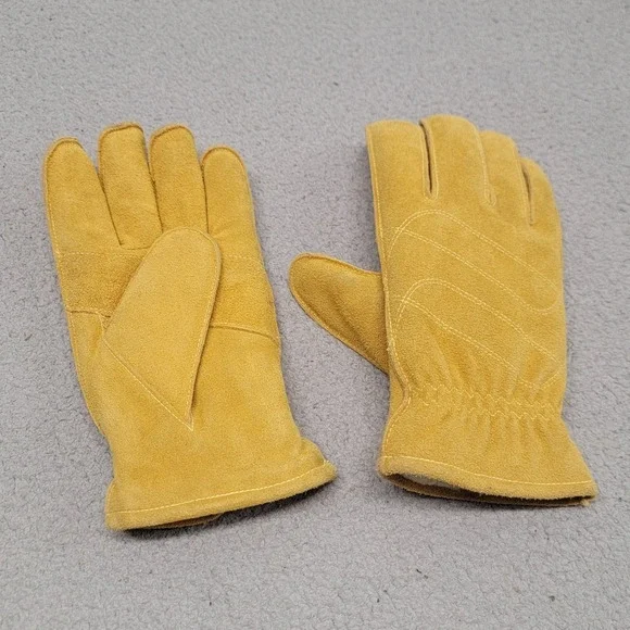 Promark‎ Gloves Mens Large Yellow Suede Leather Fleece Lined Insulated Workwear