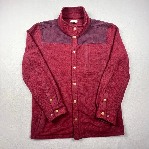 Carbon2Cobalt Shirt Jacket Mens XL Burgundy Snap Front Knit Waffle Yoke Outdoor