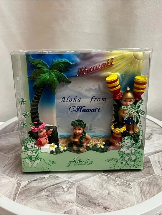 Hawaii Aloha 4x6 Photo Frame Hula Kids Palm Tree Souvenir NIB Asia Crown Ent