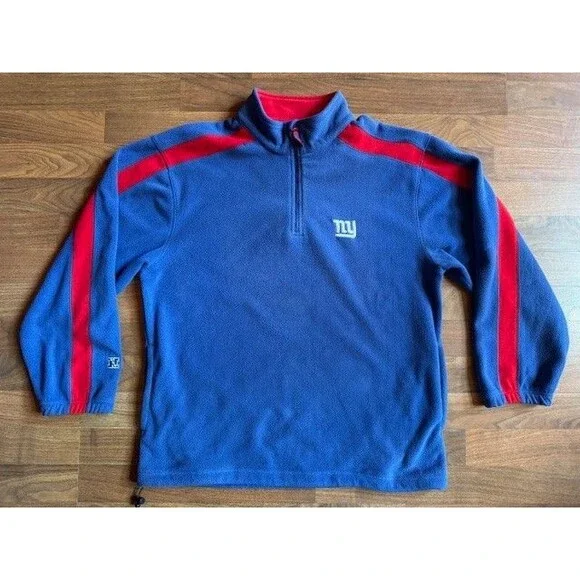 New York Giants 1/4 Zip Fleece Pullover Sweatshirt Shirt NFL Team Apparel XL XXL