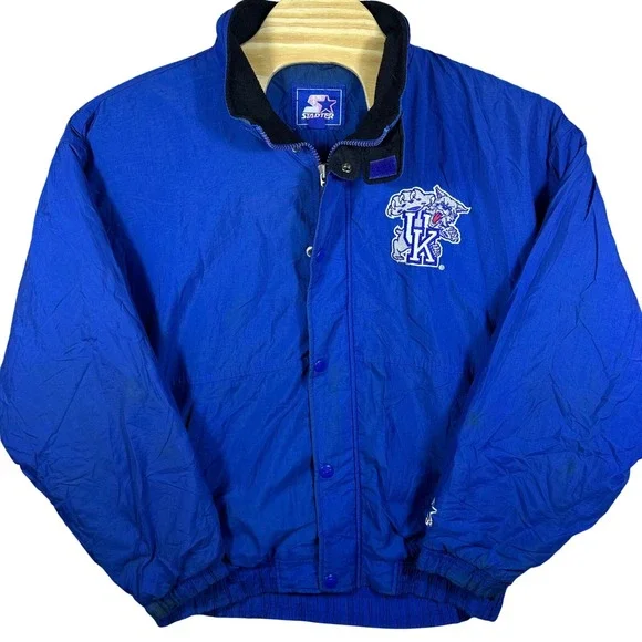 VINTAGE 90s Starter Kentucky Wildcats Jacket Men Large‎ Blue Embroidered Bomber