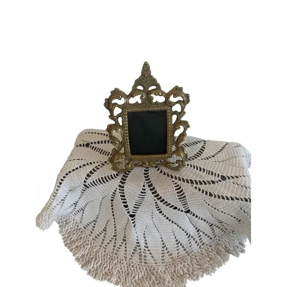 vintage brass picture frame Ornate rococo-style scrollwork Design. 2.5x3.5.