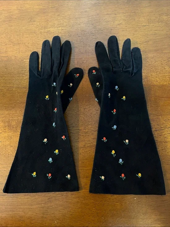 Vintage Embroidered Floral Long Women's Gloves