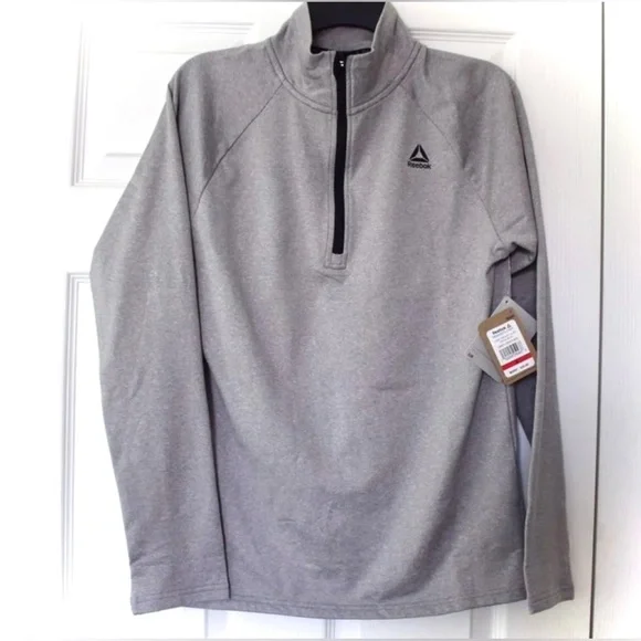 Reebok | Quarter Zip Grey Mock Neck Performance Pullover Jacket