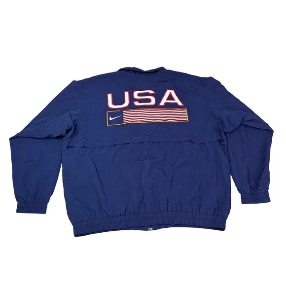 Vintage Nike Olympics Team USA Windbreaker Jacket Navy Blue Full Zip Mens XL 90s