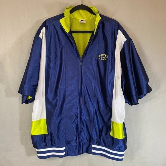 Vtg Nike Y2K Mens Size XL Full Zip Basketball Warm Up Jacket Short Sleeve‎