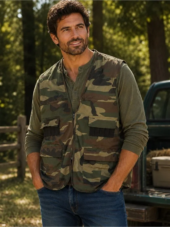 Northwest Territory Camo Utility Vest - Green/Brown/Black