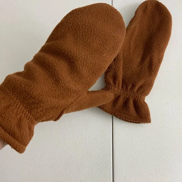 EUC Fownes women’s brown‎ fleece lined soft warm elastic cuff winter mittens