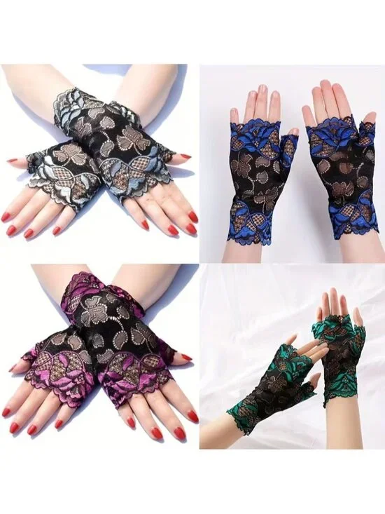 Women's Fingerless Gloves Thin Spring And Summer Decorative Sunscreen Elegant