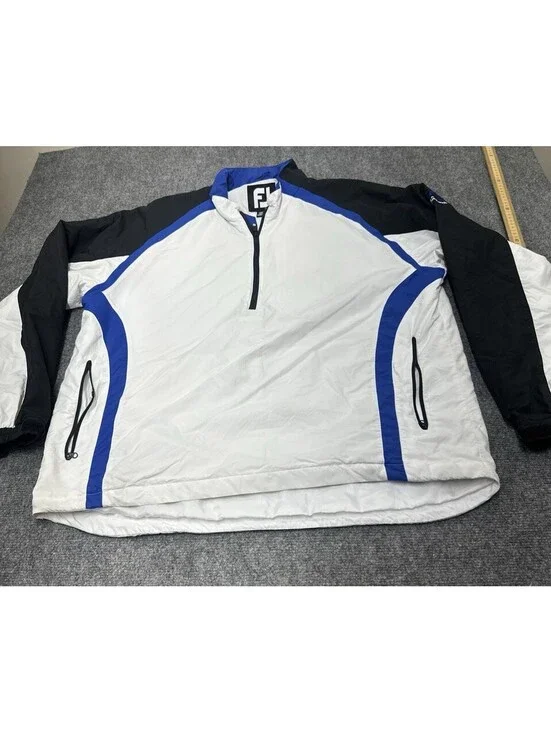 FootJoy FJ Pullover Windbreaker Jacket Mens XL White Golf Outdoor Light 1/4 Zip