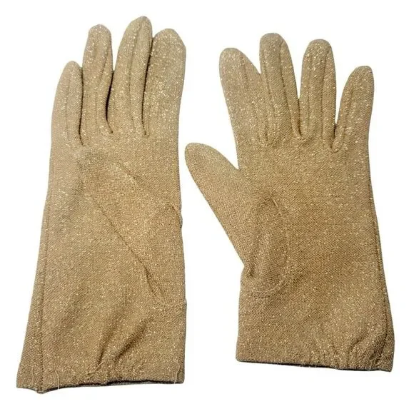 Vintage 1960s Gloves Gold Metallic Glam‎ Fashion Costume