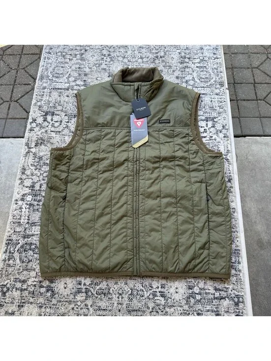 NEW FILSON Ultralight Full Zip Packable Vest Men's Size L Dark Olive Drab