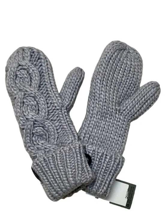 Rella Merino Wool Cable Knit Mittens NWT Gray Fleece Lined One Size