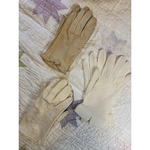 Vintage Glove Lot 50s/60s Women's 3 Pairs One Marked Size 6 1/2