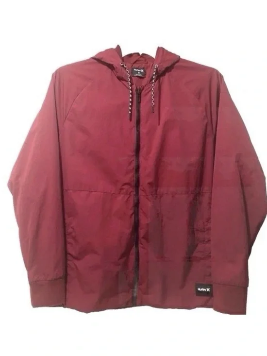 Hurley Men's Burgundy Hooded Windbreaker Jacket