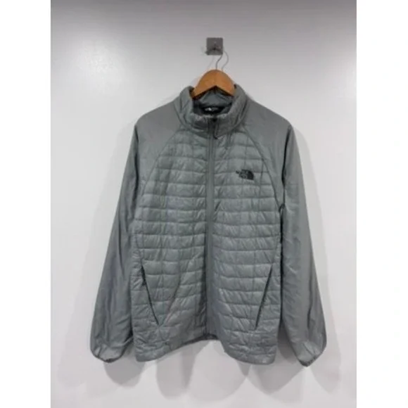 The North Face Men Thermoball Quilted Puffer Jacket Grey Full Zip Medium